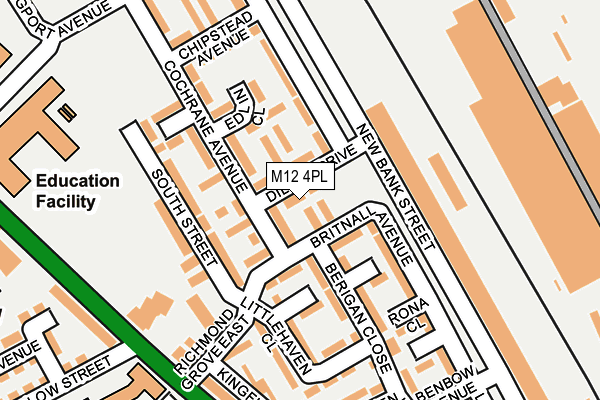 M12 4PL map - OS OpenMap – Local (Ordnance Survey)