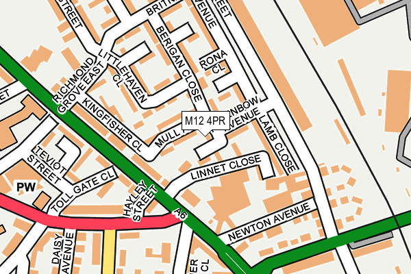 M12 4PR map - OS OpenMap – Local (Ordnance Survey)