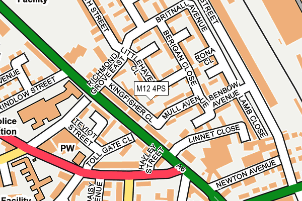 M12 4PS map - OS OpenMap – Local (Ordnance Survey)