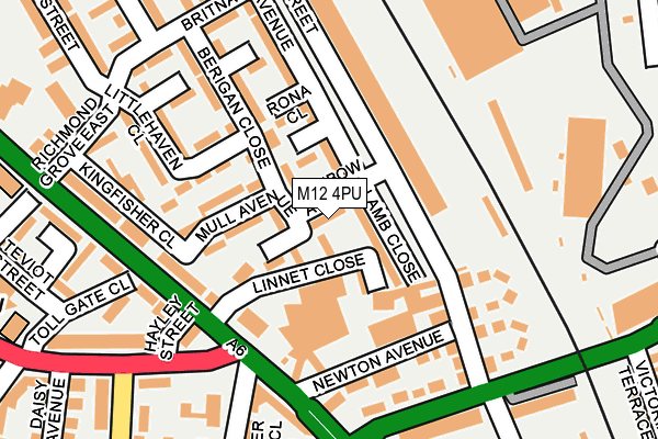 M12 4PU map - OS OpenMap – Local (Ordnance Survey)