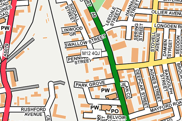 M12 4QJ map - OS OpenMap – Local (Ordnance Survey)