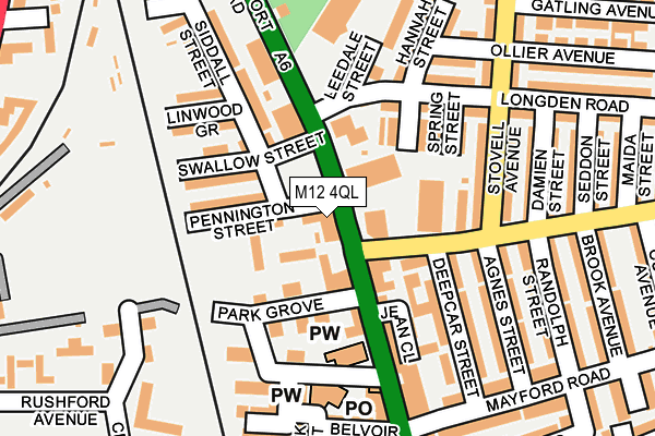 M12 4QL map - OS OpenMap – Local (Ordnance Survey)