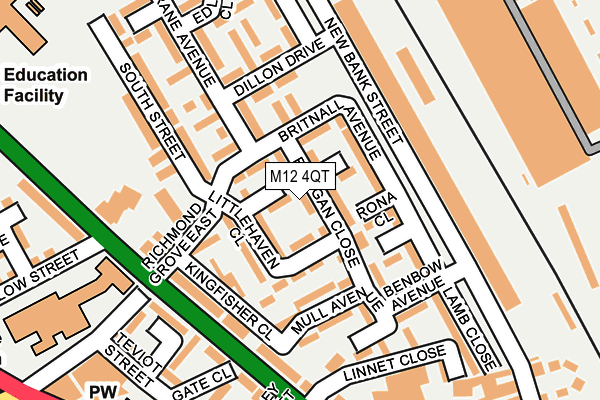 M12 4QT map - OS OpenMap – Local (Ordnance Survey)