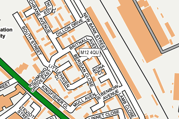 M12 4QU map - OS OpenMap – Local (Ordnance Survey)