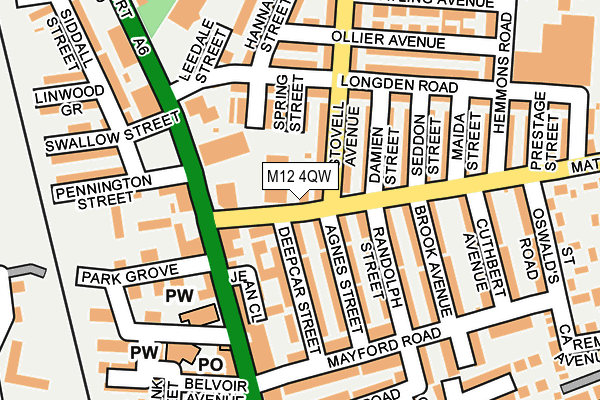 M12 4QW map - OS OpenMap – Local (Ordnance Survey)