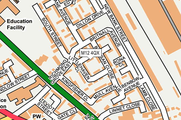 M12 4QX map - OS OpenMap – Local (Ordnance Survey)