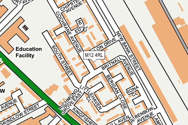 M12 4RL map - OS OpenMap – Local (Ordnance Survey)
