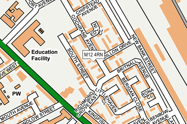 M12 4RN map - OS OpenMap – Local (Ordnance Survey)