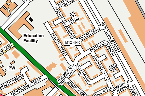 M12 4RR map - OS OpenMap – Local (Ordnance Survey)