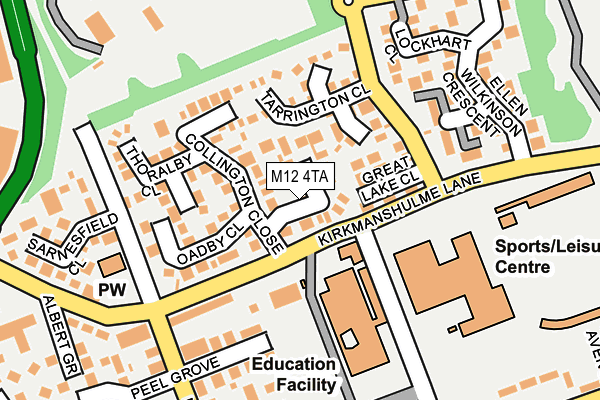 M12 4TA map - OS OpenMap – Local (Ordnance Survey)