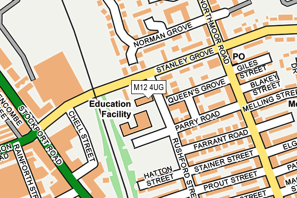 M12 4UG map - OS OpenMap – Local (Ordnance Survey)