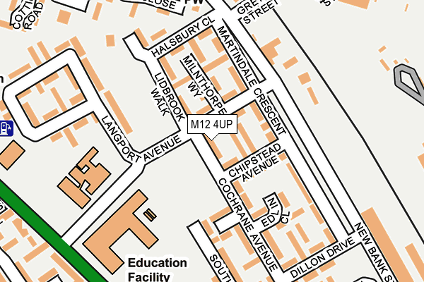 M12 4UP map - OS OpenMap – Local (Ordnance Survey)