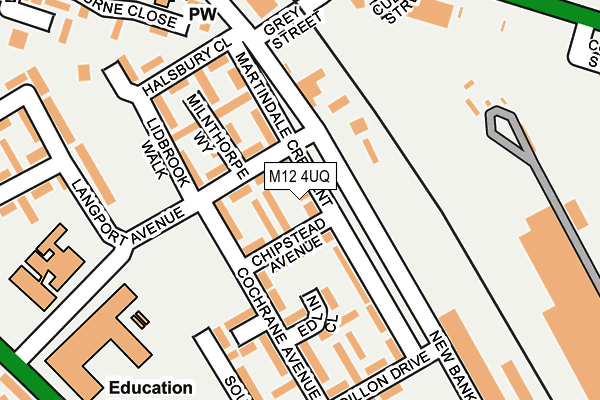 M12 4UQ map - OS OpenMap – Local (Ordnance Survey)