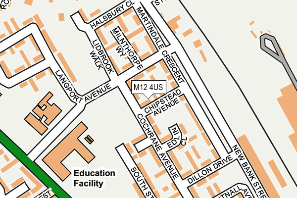 M12 4US map - OS OpenMap – Local (Ordnance Survey)