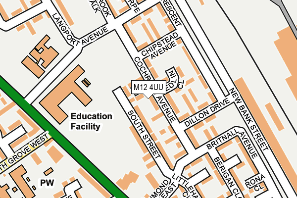 M12 4UU map - OS OpenMap – Local (Ordnance Survey)