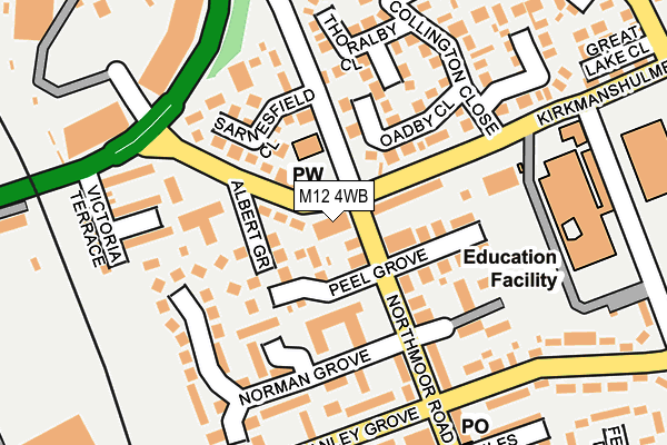 M12 4WB map - OS OpenMap – Local (Ordnance Survey)