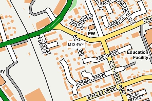 M12 4WF map - OS OpenMap – Local (Ordnance Survey)