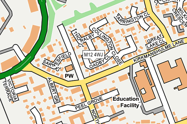 M12 4WJ map - OS OpenMap – Local (Ordnance Survey)