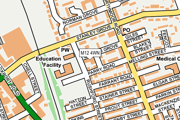 M12 4WN map - OS OpenMap – Local (Ordnance Survey)