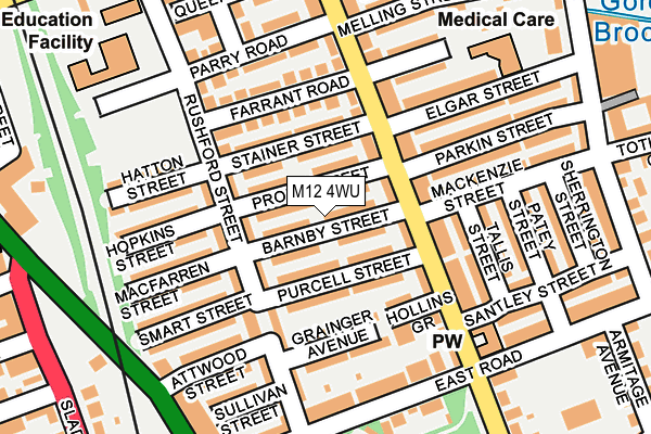 M12 4WU map - OS OpenMap – Local (Ordnance Survey)