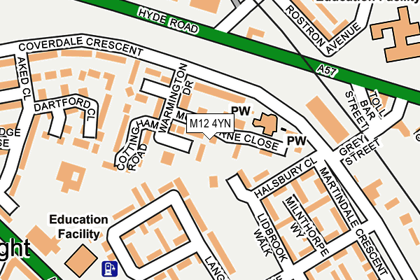M12 4YN map - OS OpenMap – Local (Ordnance Survey)