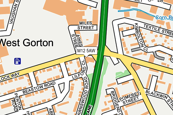 M12 5AW map - OS OpenMap – Local (Ordnance Survey)