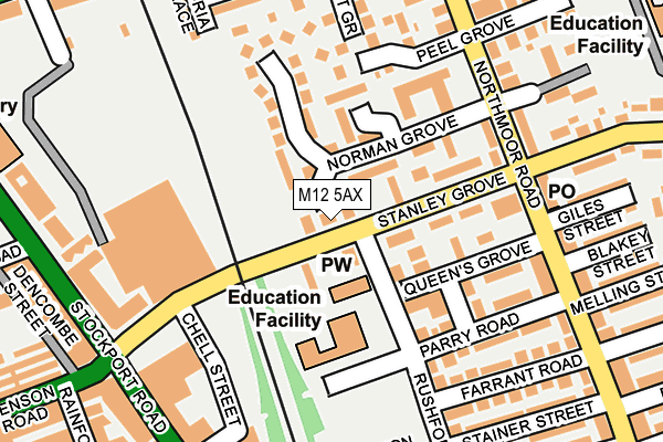 M12 5AX map - OS OpenMap – Local (Ordnance Survey)