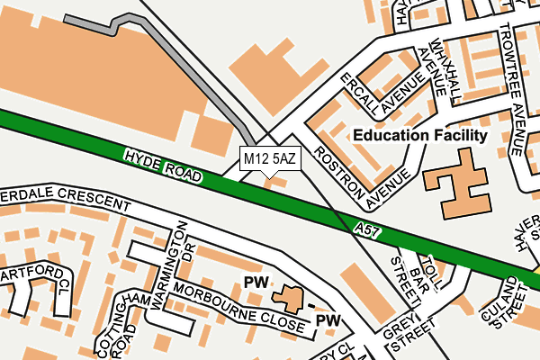 M12 5AZ map - OS OpenMap – Local (Ordnance Survey)