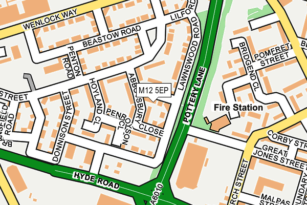 M12 5EP map - OS OpenMap – Local (Ordnance Survey)