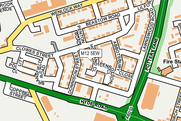 M12 5EW map - OS OpenMap – Local (Ordnance Survey)