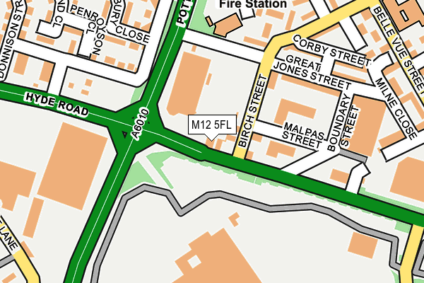 M12 5FL map - OS OpenMap – Local (Ordnance Survey)