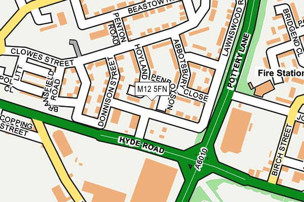 M12 5FN map - OS OpenMap – Local (Ordnance Survey)