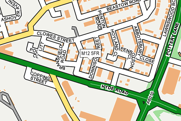 M12 5FR map - OS OpenMap – Local (Ordnance Survey)