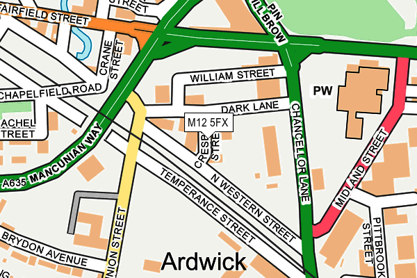 M12 5FX map - OS OpenMap – Local (Ordnance Survey)