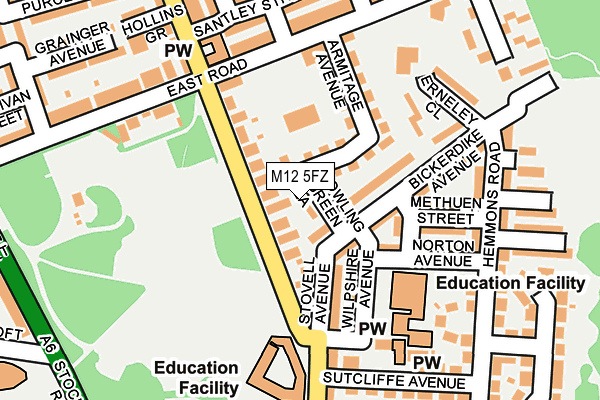 M12 5FZ map - OS OpenMap – Local (Ordnance Survey)