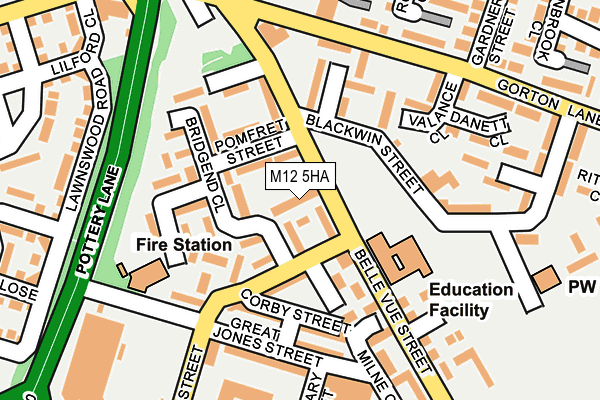 M12 5HA map - OS OpenMap – Local (Ordnance Survey)