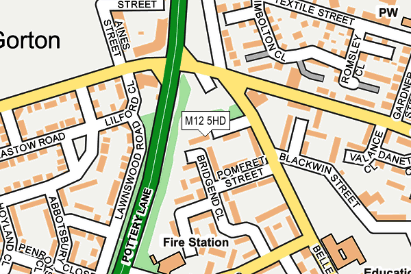 M12 5HD map - OS OpenMap – Local (Ordnance Survey)