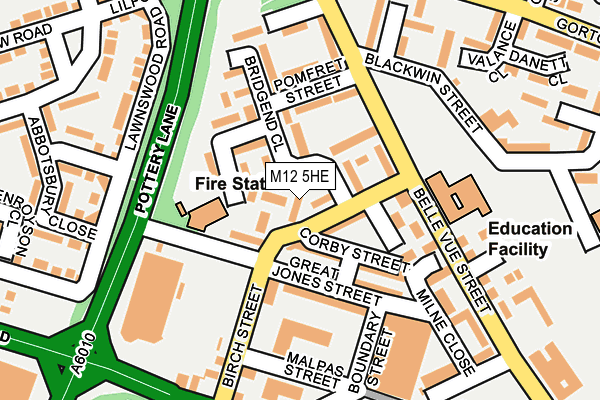 M12 5HE map - OS OpenMap – Local (Ordnance Survey)