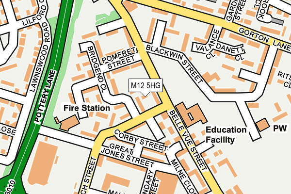 M12 5HG map - OS OpenMap – Local (Ordnance Survey)