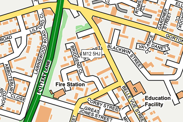 M12 5HJ map - OS OpenMap – Local (Ordnance Survey)