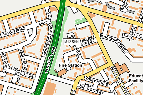 M12 5HN map - OS OpenMap – Local (Ordnance Survey)