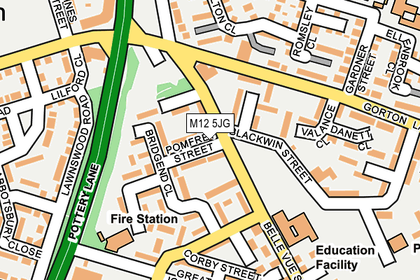 M12 5JG map - OS OpenMap – Local (Ordnance Survey)