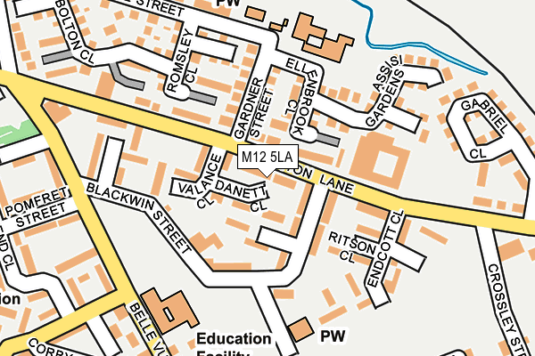 M12 5LA map - OS OpenMap – Local (Ordnance Survey)