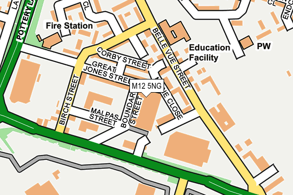 M12 5NG map - OS OpenMap – Local (Ordnance Survey)