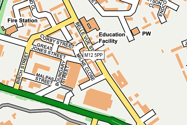 M12 5PP map - OS OpenMap – Local (Ordnance Survey)