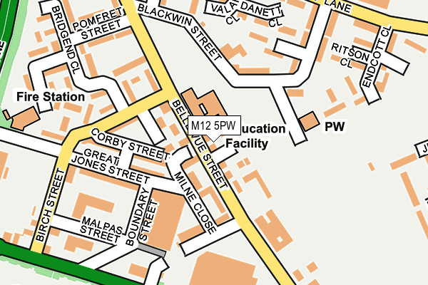 M12 5PW map - OS OpenMap – Local (Ordnance Survey)