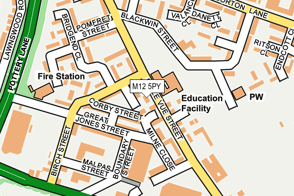 M12 5PY map - OS OpenMap – Local (Ordnance Survey)