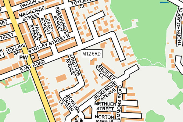 M12 5RD map - OS OpenMap – Local (Ordnance Survey)