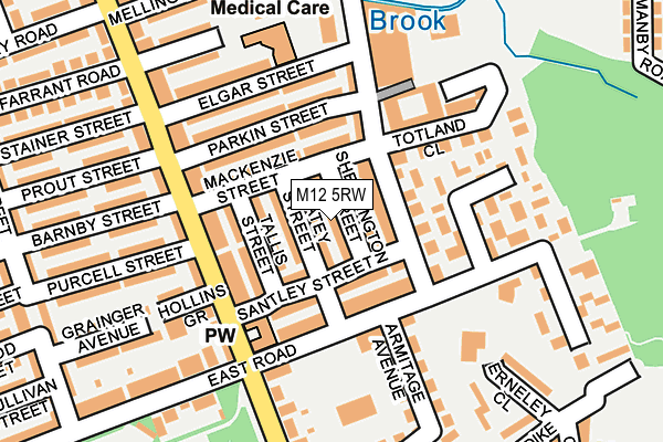 M12 5RW map - OS OpenMap – Local (Ordnance Survey)