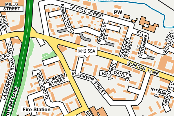 M12 5SA map - OS OpenMap – Local (Ordnance Survey)